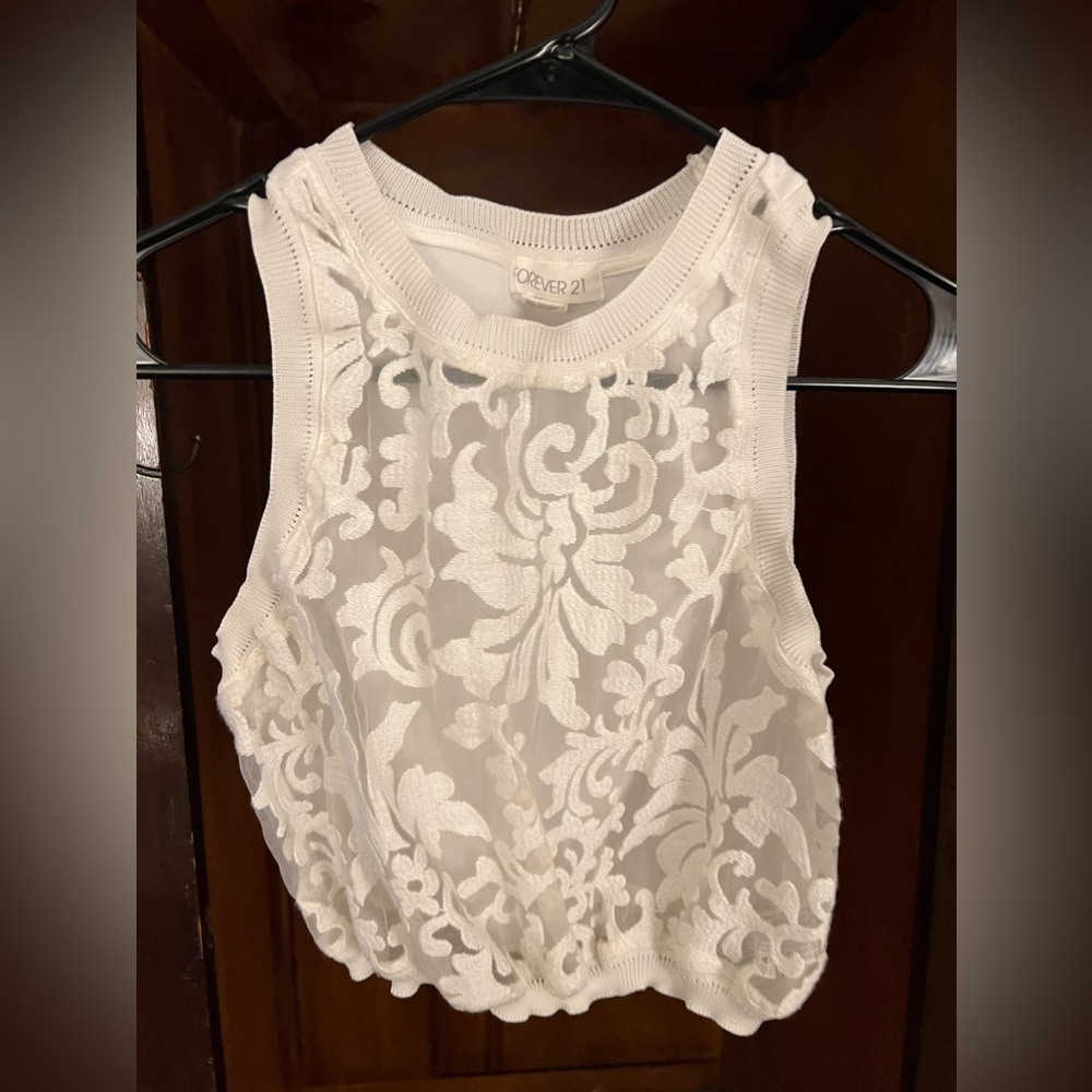 Lace tank style crop top